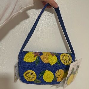 Viral Beaded Lemon Shoulder Bag and matching earrings